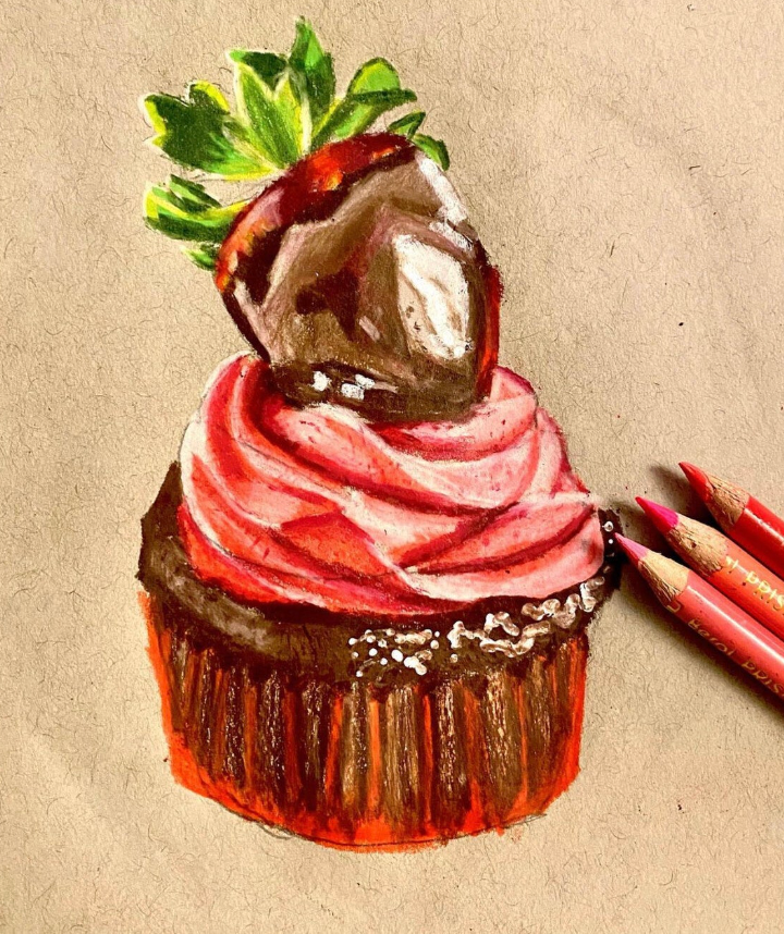 "Chocolate Covered Strawberry Cupcake" Piece